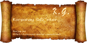 Korponay Günter névjegykártya